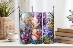 Stained Glass Flowers 20oz Tumbler Sublimation PNG Product Image 1