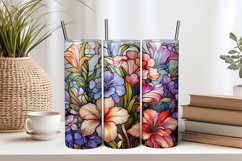 Stained Glass Flowers 20oz Tumbler Sublimation PNG Product Image 1