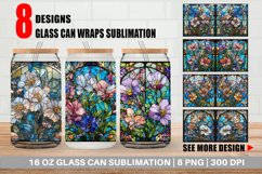 Stained Glass Flowers Glass Can Wraps Product Image 1