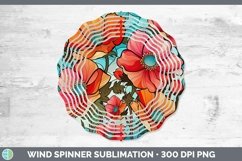 GorgeousStained Glass Flowers Wind Spinner design.