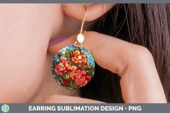 GorgeousStained Glass Flowers Round Earrings design.