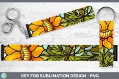 GorgeousStained Glass Flowers Key Fob design.