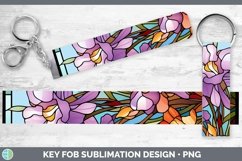 GorgeousStained Glass Flowers Key Fob design.
