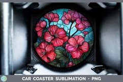 GorgeousStained Glass Flowers Car Coaster design.