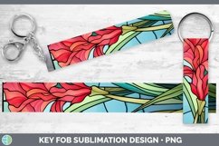 GorgeousStained Glass Flowers Key Fob design.