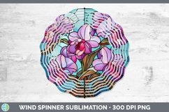 GorgeousStained Glass Flowers Wind Spinner design.
