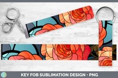 GorgeousStained Glass Flowers Key Fob design.