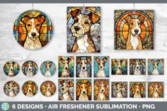 Bundle of six Painted Glass Fox Terriers Air Freshener designs.