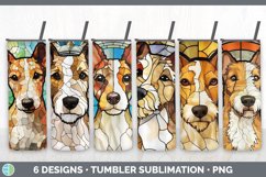 Bundle of six Painted Glass Fox Terriers Tumbler designs.