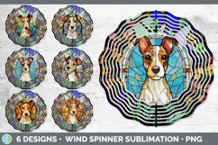 Bundle of six Painted Glass Fox Terriers Wind Spinner designs.