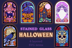 Halloween Laser Cut Bundle | 6 Stained Glass SVG files Product Image 1