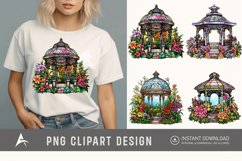 Watercolor Stained Glass Garden Gazebo Clipart Product Image 1