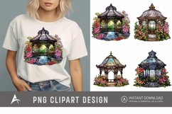 Watercolor Stained Glass Garden Gazebo Clipart Product Image 1