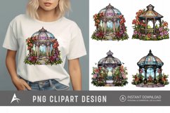Watercolor Stained Glass Garden Gazebo Clipart Product Image 1