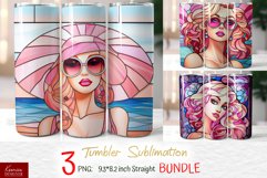 Stained Glass Tumbler Design|Blonde Girl Wearing Sunglasses Product Image 1