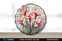 Stained Glass Gladiolus Flowers Wind Spinner Sublimation PNG Product Image 1