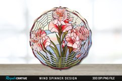 Stained Glass Gladiolus Flowers Wind Spinner Sublimation PNG Product Image 1