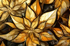 Stained Glass Gold Poinsettia Christmas Flowers Product Image 3