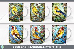 Bundle of six Painted Glass Goldfinches Mug Wrap designs.