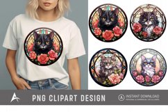 Watercolor Stained Glass Gothic Cat Clipart Product Image 1