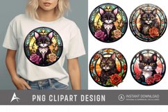 Watercolor Stained Glass Gothic Cat Clipart Product Image 1