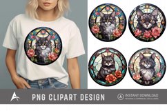 Watercolor Stained Glass Gothic Cat Clipart Product Image 1