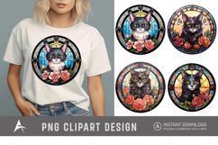 Watercolor Stained Glass Gothic Cat Clipart Product Image 1