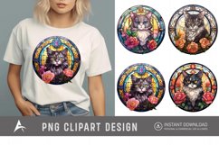 Watercolor Stained Glass Gothic Cat Clipart Product Image 1