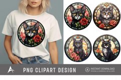 Watercolor Stained Glass Gothic Cat Clipart Product Image 1