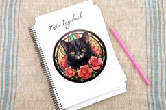 Watercolor Stained Glass Gothic Cat Clipart Bundle Product Image 2