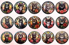 Watercolor Stained Glass Gothic Cat Clipart Bundle Product Image 4