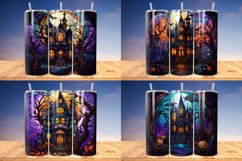 Stained Glass Halloween Haunted House Bundle, Tumbler PNG Product Image 8