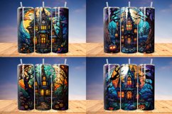 Stained Glass Halloween Haunted House Bundle, Tumbler PNG Product Image 6