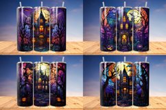 Stained Glass Halloween Haunted House Bundle, Tumbler PNG Product Image 9