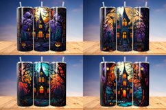 Stained Glass Halloween Haunted House Bundle, Tumbler PNG Product Image 7
