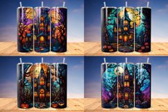 Stained Glass Halloween Haunted House Bundle, Tumbler PNG Product Image 12