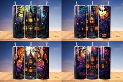 Stained Glass Halloween Haunted House Bundle, Tumbler PNG Product Image 11