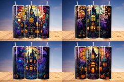 Stained Glass Halloween Haunted House Bundle, Tumbler PNG Product Image 13