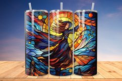Stained Glass Halloween witch 20oz/30oz Tumbler PNG Product Image 1