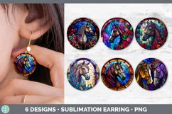Bundle of six Painted Glass Horses Round Earrings designs.