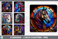 Bundle of six Painted Glass Horses Square Coaster designs.