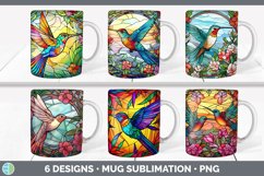 Bundle of six Painted Glass Hummingbirds Mug Wrap designs.