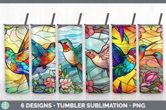 Bundle of six Painted Glass Hummingbirds Tumbler designs.