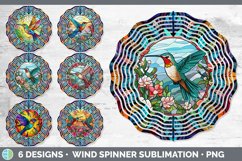Bundle of six Painted Glass Hummingbirds Wind Spinner designs.
