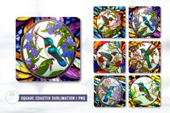 Stained Glass Hummingbird Square Coaster Sublimation Designs Product Image 1