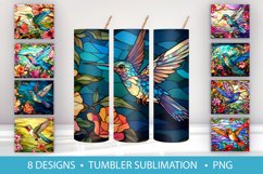 Stained Glass Hummingbird Tumbler Wrap Sublimation Product Image 1