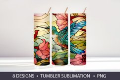 Stained Glass Hummingbird Tumbler Wrap Sublimation Product Image 2