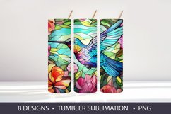 Stained Glass Hummingbird Tumbler Wrap Sublimation Product Image 3