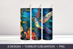 Stained Glass Hummingbird Tumbler Wrap Sublimation Product Image 4