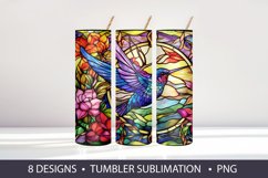 Stained Glass Hummingbird Tumbler Wrap Sublimation Product Image 8
